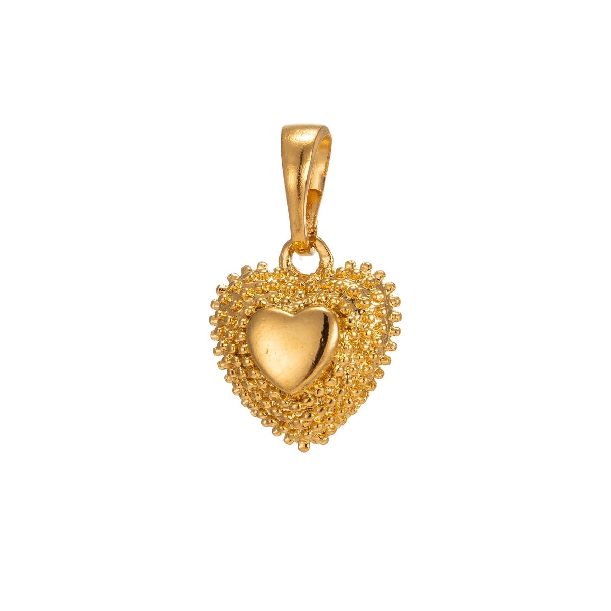OS DEL-24k Gold Filled Spiky Heart Charm Gold Heart Pendant Horn Love Jewelry Making Supply I-196 - DLUXCA