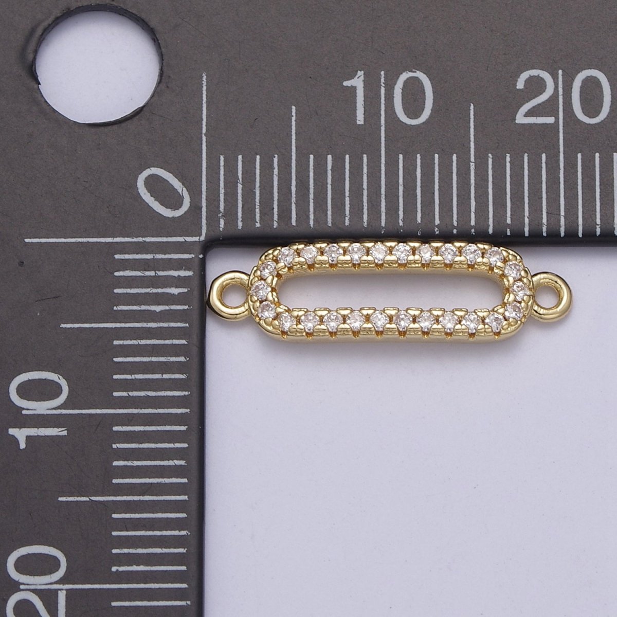 OS DEL- OS Daity Gold Cz Oval Geometric Charm Connector for Bracelet F-255 - DLUXCA