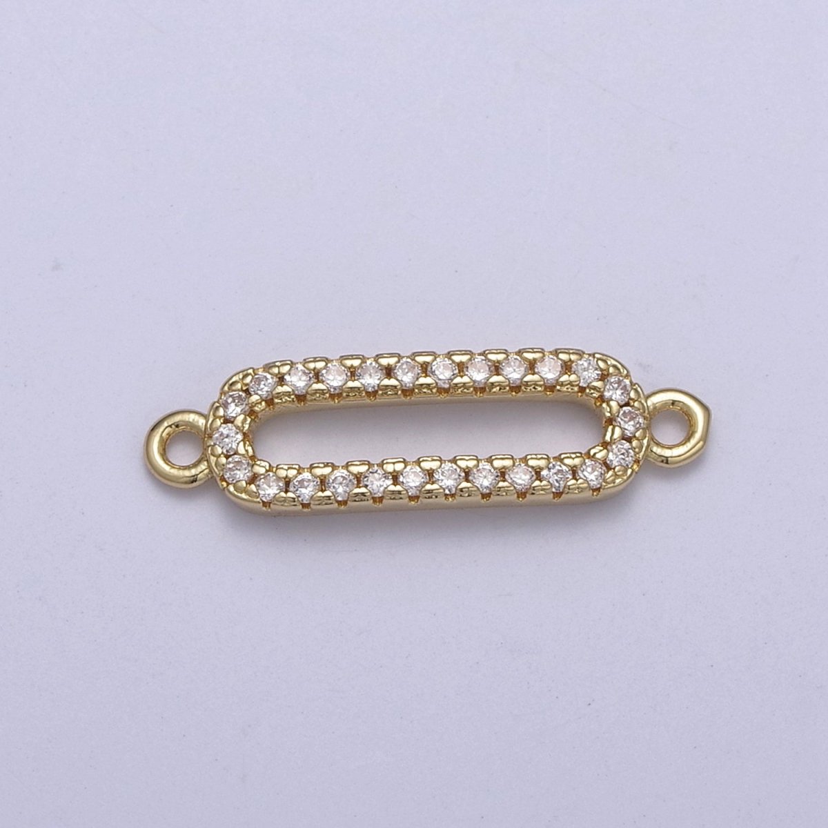 OS DEL- OS Daity Gold Cz Oval Geometric Charm Connector for Bracelet F-255 - DLUXCA