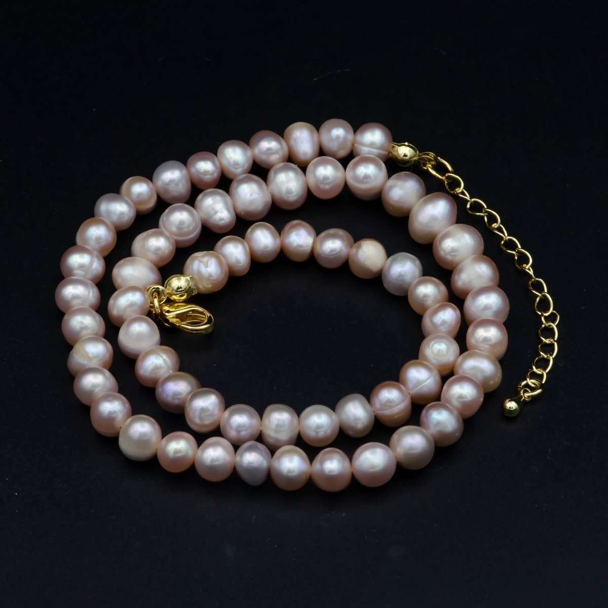 OS Freshwater Champagne Bridal Pearl Necklace - Chockers Jackie O Pearl Necklace - Hand Strung Genuine Pearl Necklace WA-550 - DLUXCA