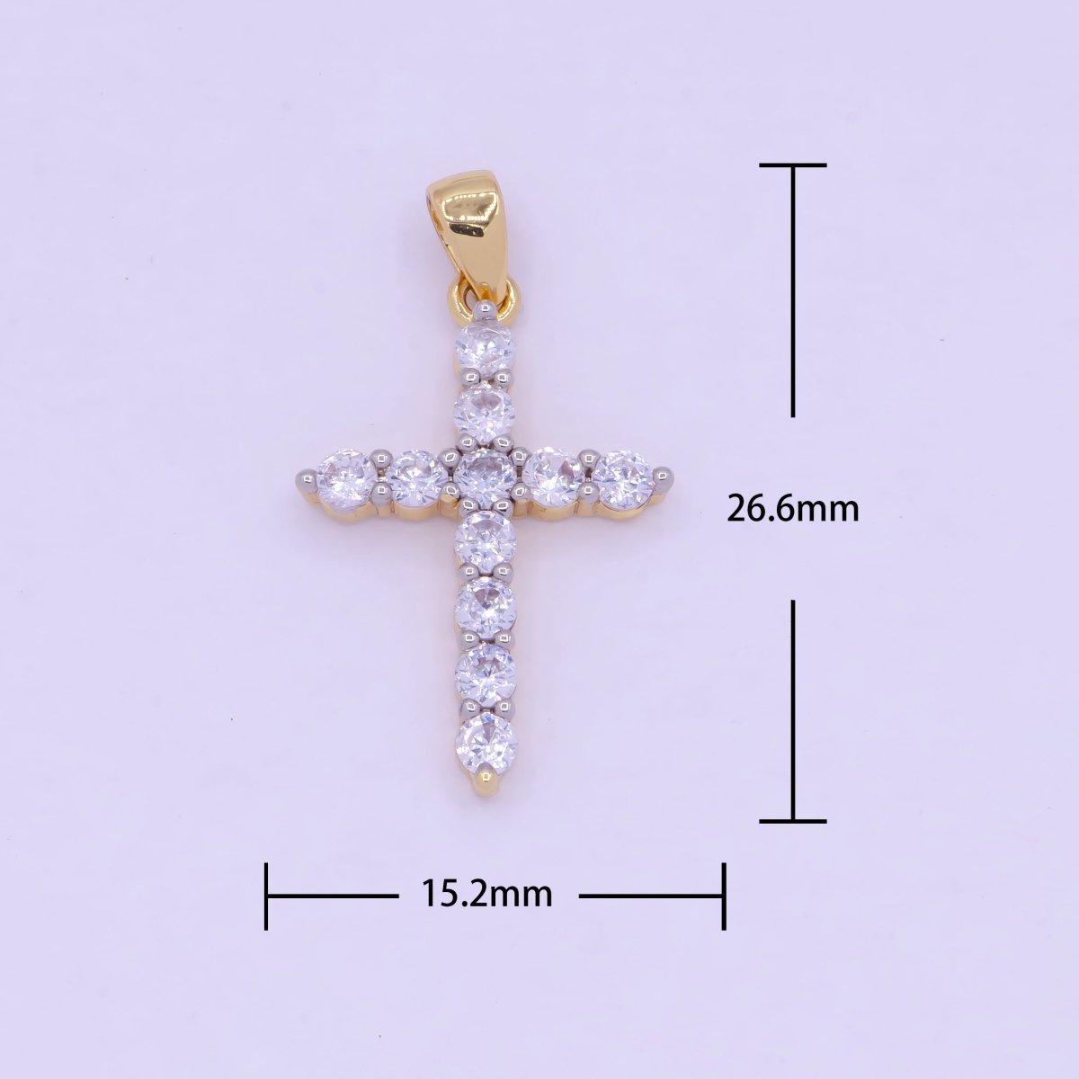 OS Gold cross necklace Pendant Cubic Zirconia Diamonds Cross Charm X-458 - DLUXCA