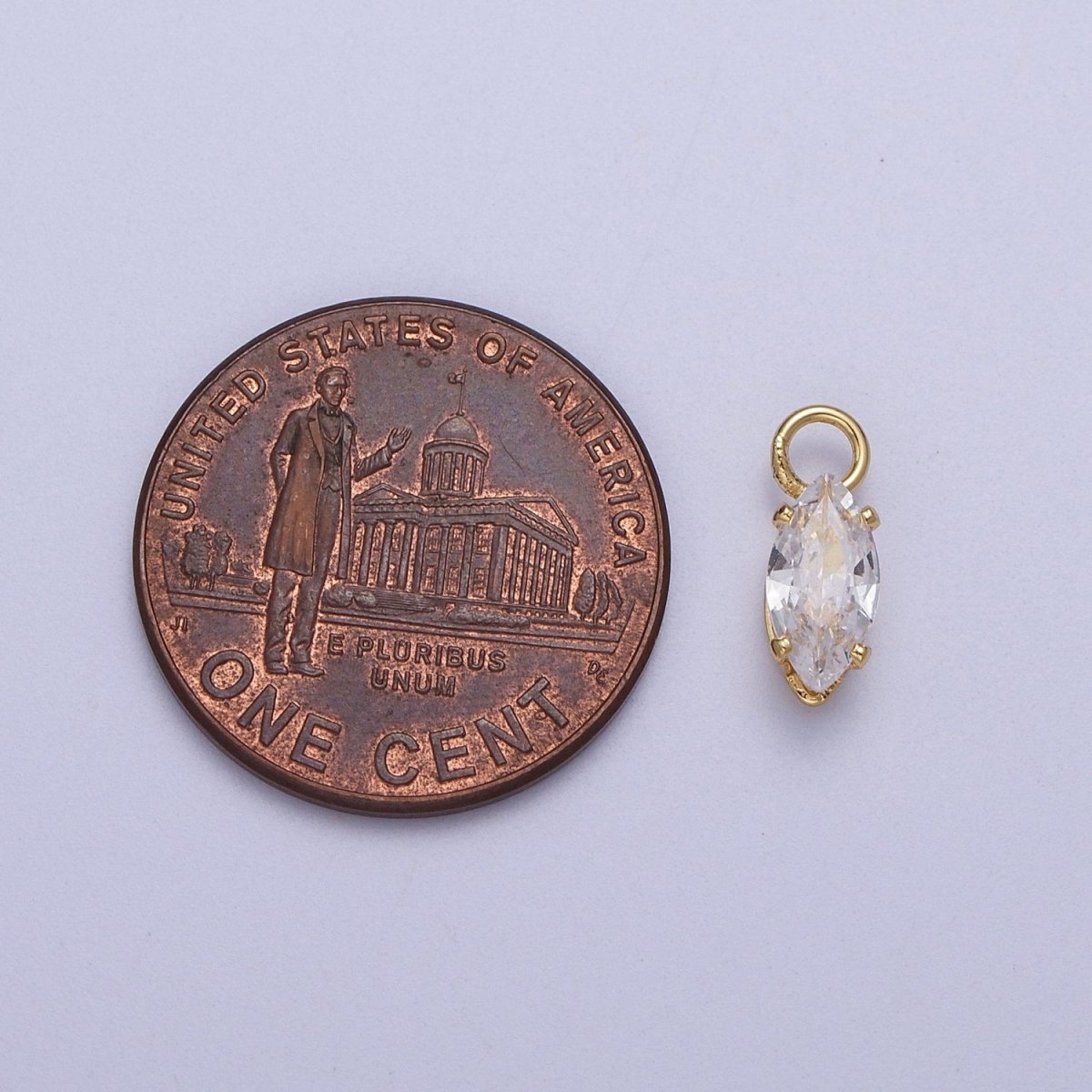 OS Gold Filled Clear Marquise Cubic Zirconia 11mm Charm | C-353 - DLUXCA