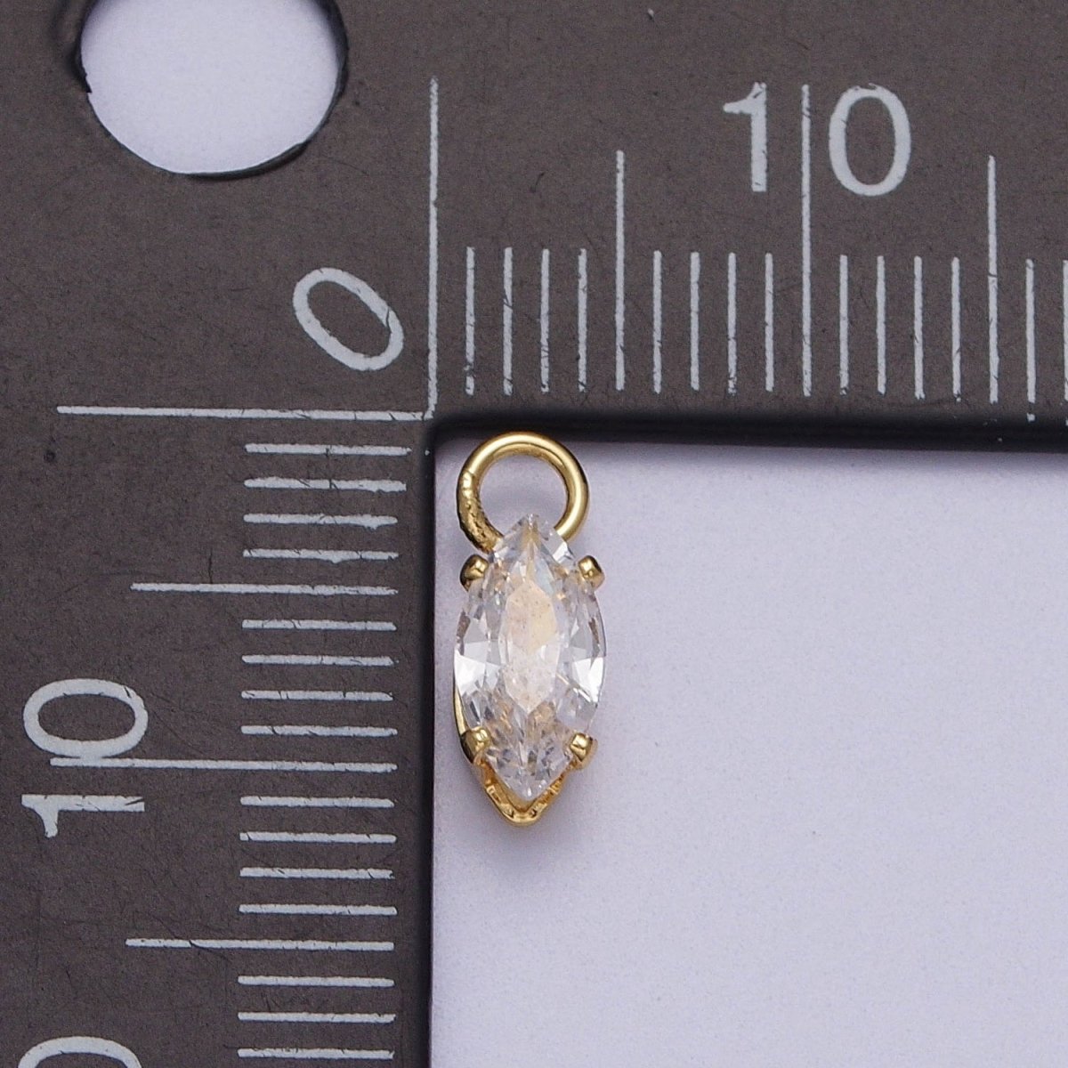 OS Gold Filled Clear Marquise Cubic Zirconia 11mm Charm | C-353 - DLUXCA