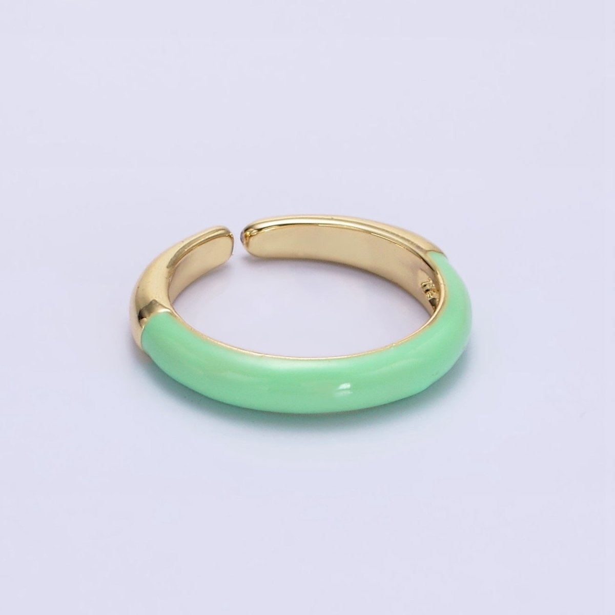 OS Gold Filled Half Light Mint Green Enamel Y2K Ring | O-565 - DLUXCA