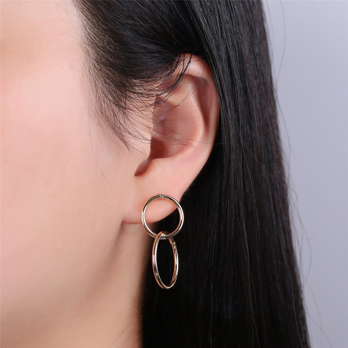 OS Gold Filled hoop earrings Modern minimal Geometric earring Statement Circle earrings Gift for her K-223 - DLUXCA