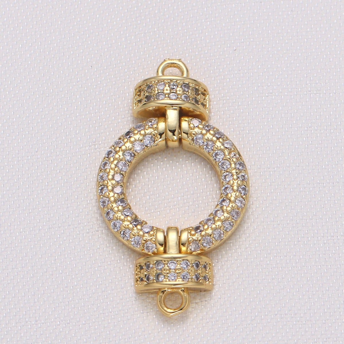 OS Gold Filled Open Round Clear Micro Paved CZ Connector G-729 - DLUXCA