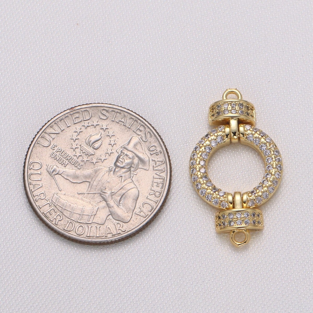 OS Gold Filled Open Round Clear Micro Paved CZ Connector G-729 - DLUXCA