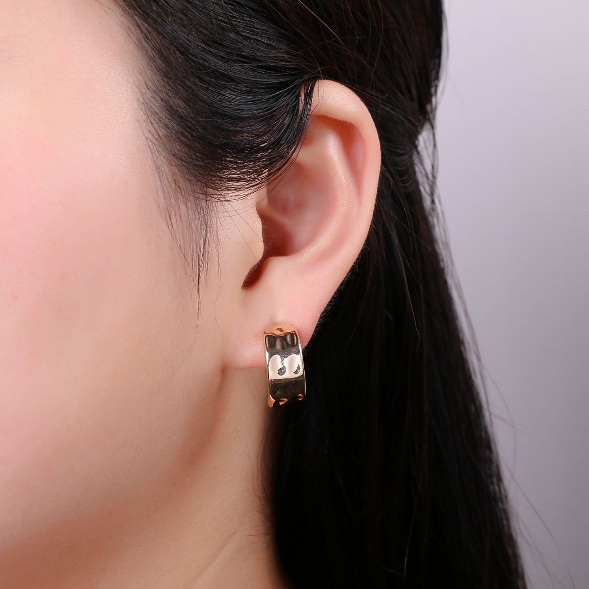 OS Gold Hammered Hoop Earrings Gold Filled Hammered Earrings, Textured Hoop Earrings, Vintage Style, Gold Minimalist Earrings K-406 - DLUXCA