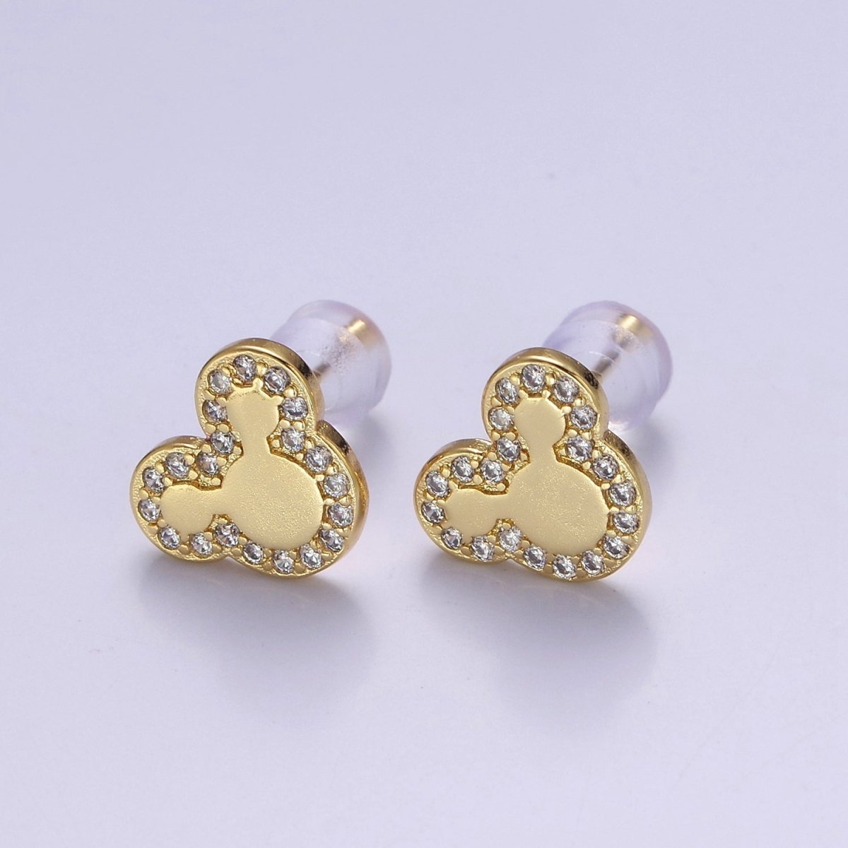 OS Gold Mickey Stud Earring V-163 - DLUXCA