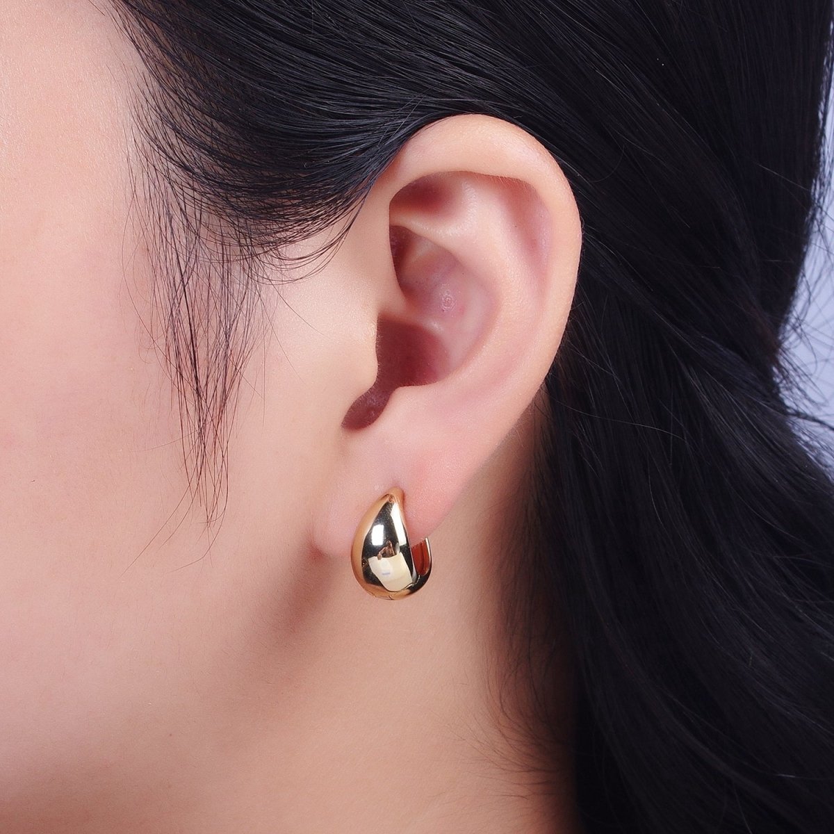 OS Gold Minimalist 16mm Wide Dome Huggie Hoops Earrings | Y-056 - DLUXCA