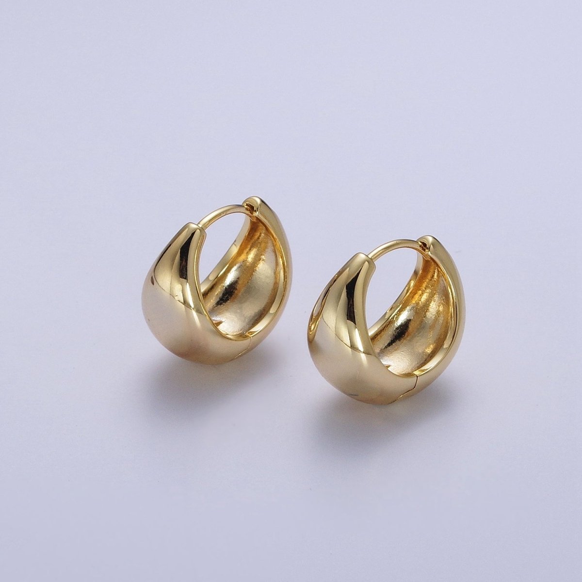 OS Gold Minimalist 16mm Wide Dome Huggie Hoops Earrings | Y-056 - DLUXCA