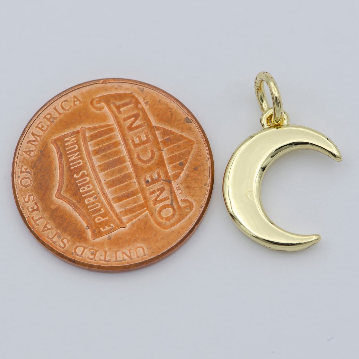 OS Gold Moon Charm, Dainty Crescent Moon Gold Filled Pendant Add on Charm Necklace, Bracelet, Earring Celestial Jewelry, Light Pendant M-364 - DLUXCA