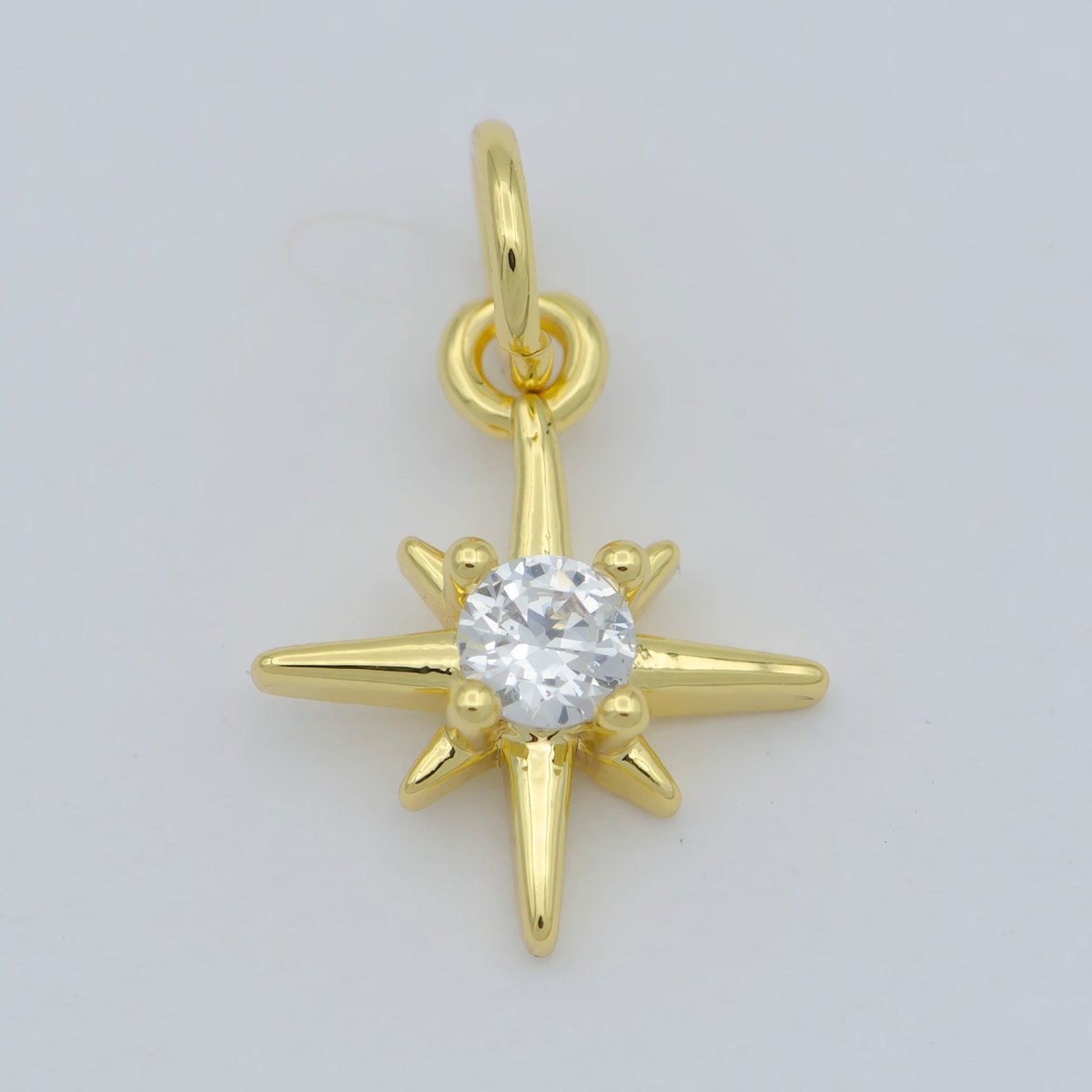 OS Gold North Star Charm 24k Gold Filled Cz Star Charm, Polaris Charm, Celestial Jewelry Twinkle Star Charm for Necklace Earring M-372 - DLUXCA