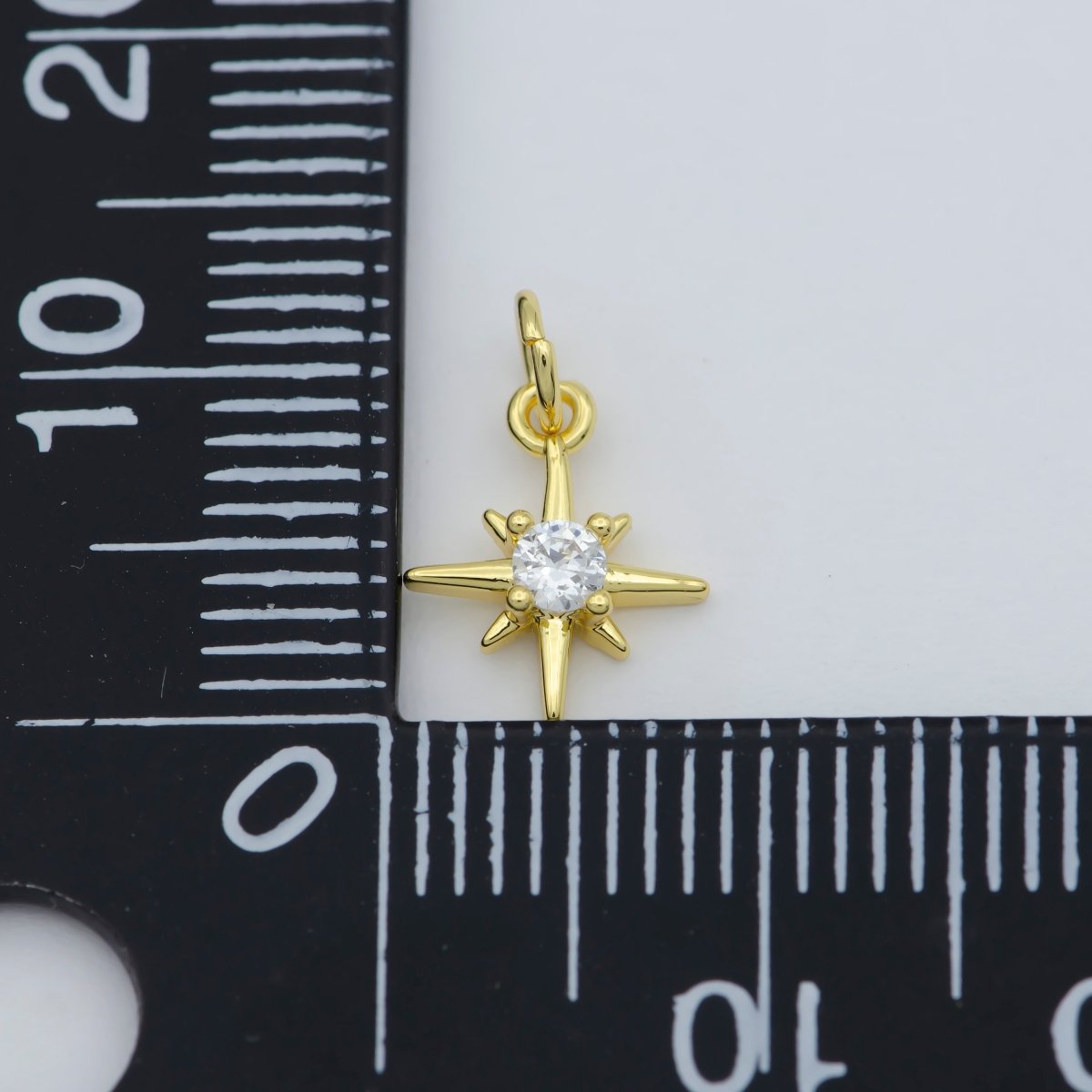 OS Gold North Star Charm 24k Gold Filled Cz Star Charm, Polaris Charm, Celestial Jewelry Twinkle Star Charm for Necklace Earring M-372 - DLUXCA