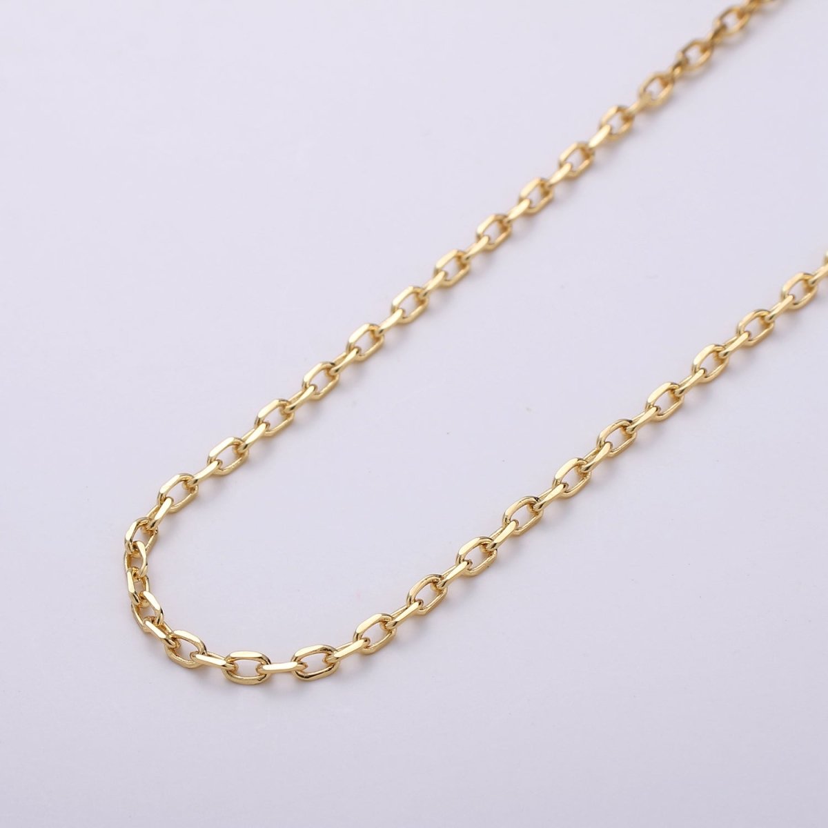 OS Gold Rolo Cable Chain by Yard, Oval Link Chain, Wholesale bulk Roll Chain for DIY Jewelry , Thickness 2.6 mm | ROLL-159 Clearance Pricing - DLUXCA