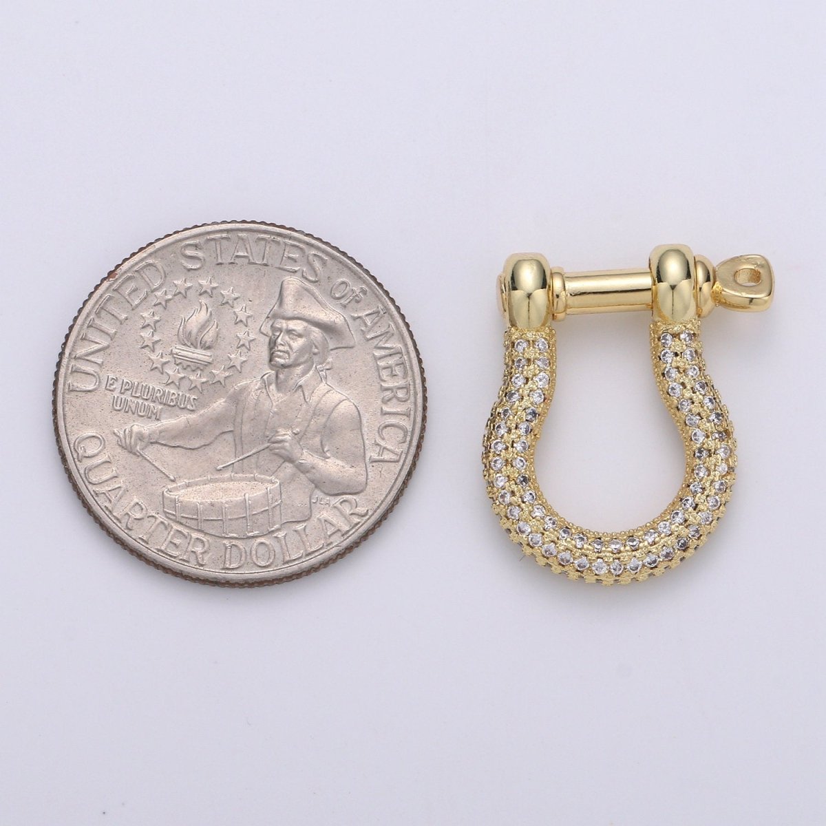 OS Gold Shackle Clasp U Lock Clasp With Screw Rod for U Lock Micro Pave Carabiner clasp Cz Anchor Shackle for Jewelry Making K-924 K-925 - DLUXCA