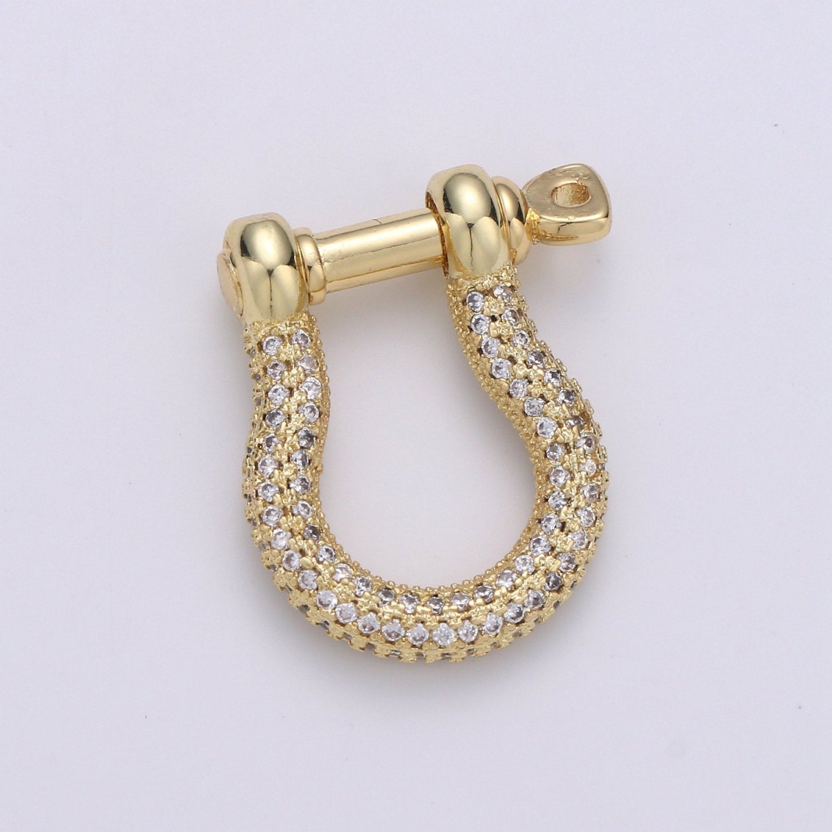 OS Gold Shackle Clasp U Lock Clasp With Screw Rod for U Lock Micro Pave Carabiner clasp Cz Anchor Shackle for Jewelry Making K-924 K-925 - DLUXCA