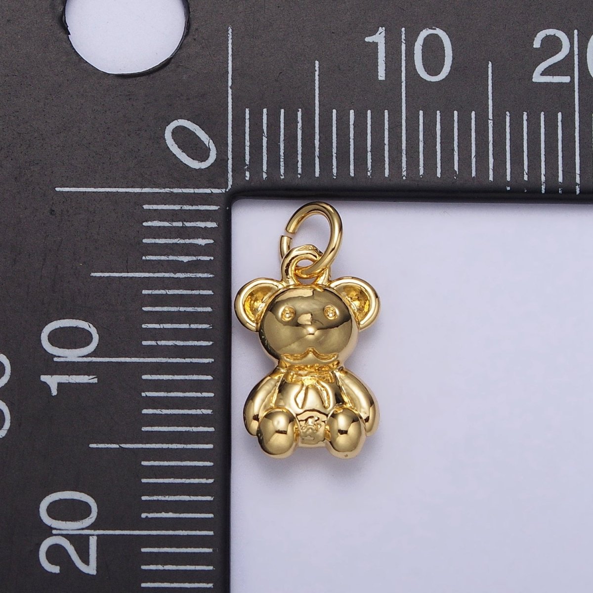 OS Gold Teddy Bear Animal Minimalist Mini Add-On Charm | AC215 - DLUXCA