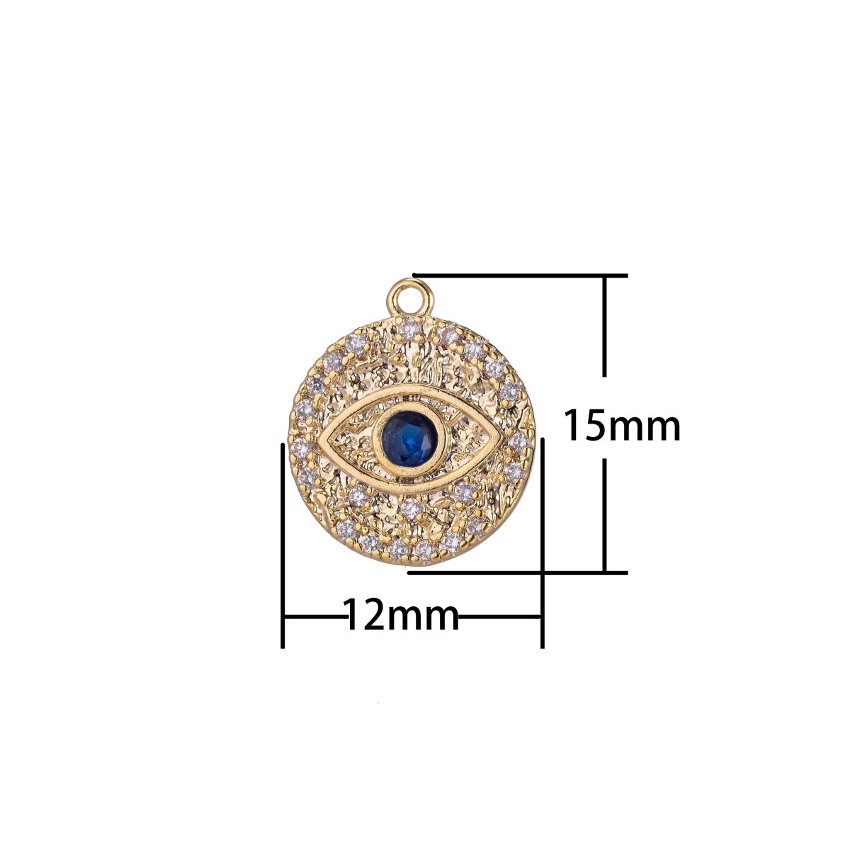 OS Golden Blue Evil Eye Charm, Micro Pave CZ Charm, Dainty Pendant Spiritual Protection Talisman Necklace Charm for Jewelry Making E-410 - DLUXCA