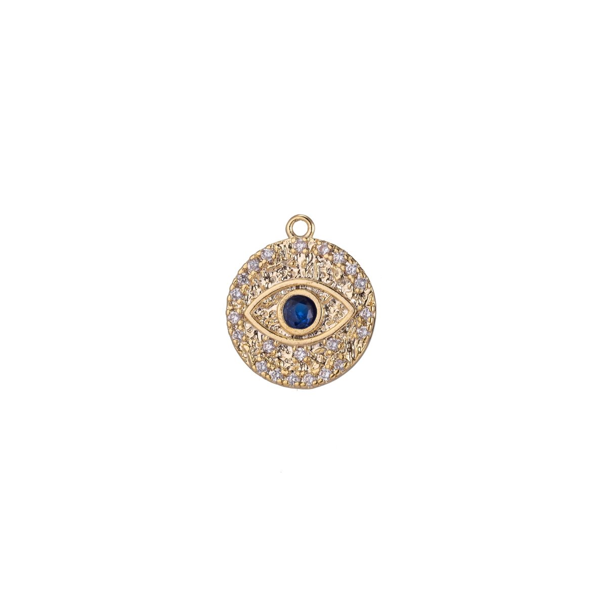 OS Golden Blue Evil Eye Charm, Micro Pave CZ Charm, Dainty Pendant Spiritual Protection Talisman Necklace Charm for Jewelry Making E-410 - DLUXCA
