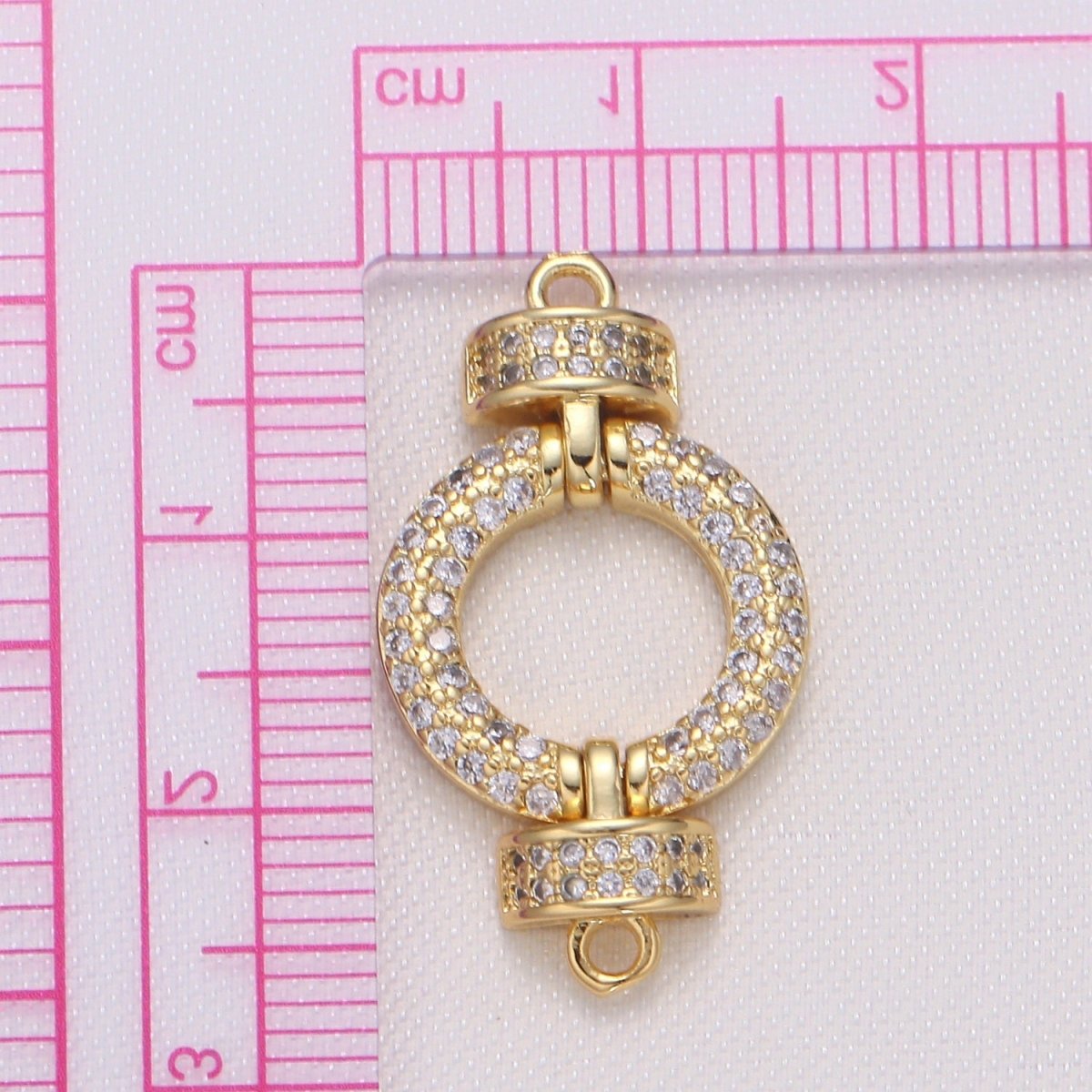 OS Golden Crystal Beaded Circle Round Connector CZ Geometric Shape Micro Pave Jewelry Supply Component G-729 - DLUXCA