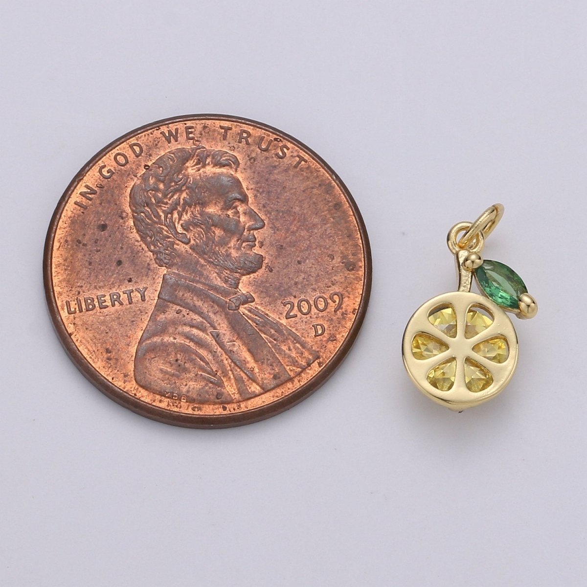 OS Lemon Charm, Micro Pave Charms for Jewelry, Cubic Zirconia Necklace Charms, Bracelet Charms, Fruit Charms, Lemon Pendant in 14k Gold Filled D-681 - DLUXCA