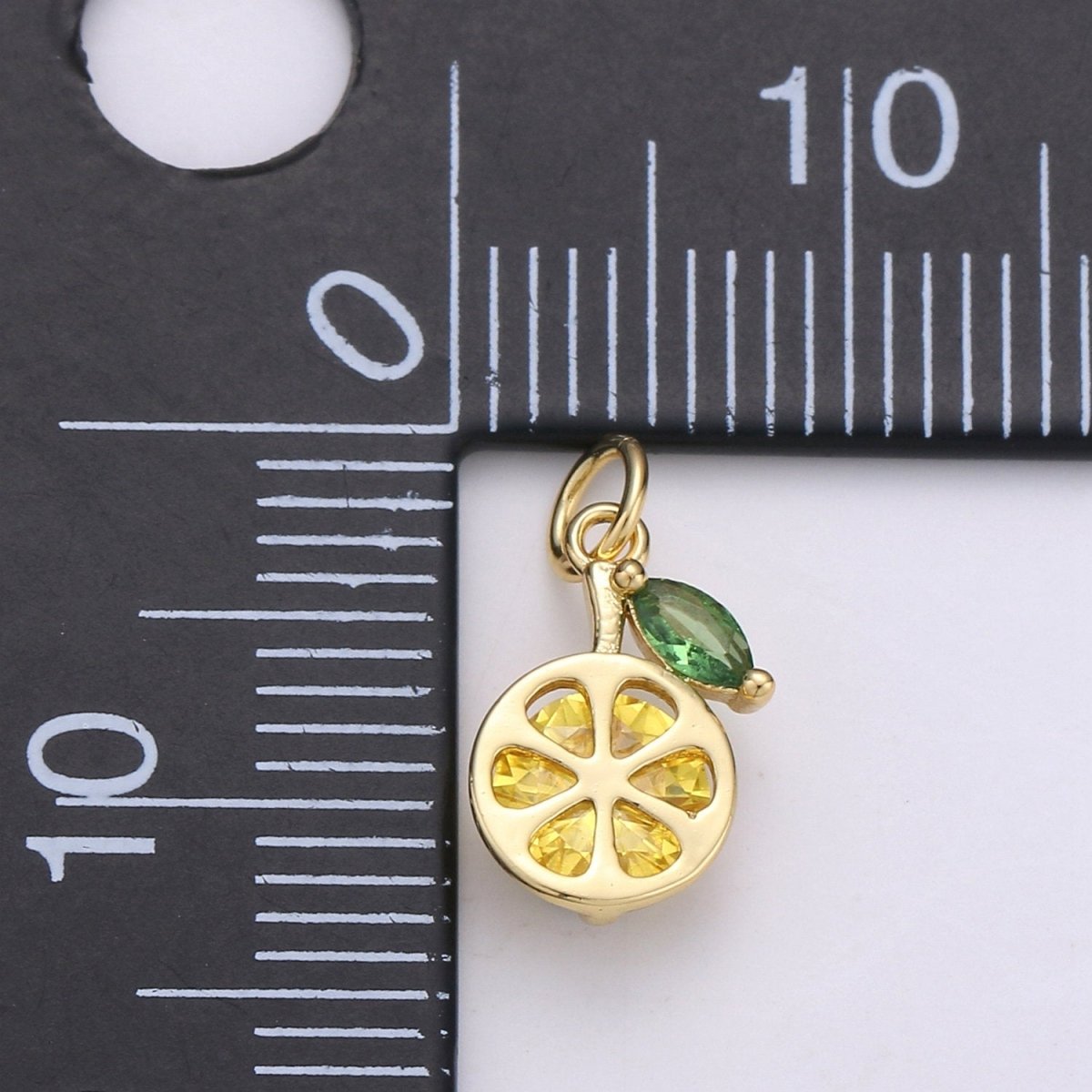 OS Lemon Charm, Micro Pave Charms for Jewelry, Cubic Zirconia Necklace Charms, Bracelet Charms, Fruit Charms, Lemon Pendant in 14k Gold Filled D-681 - DLUXCA