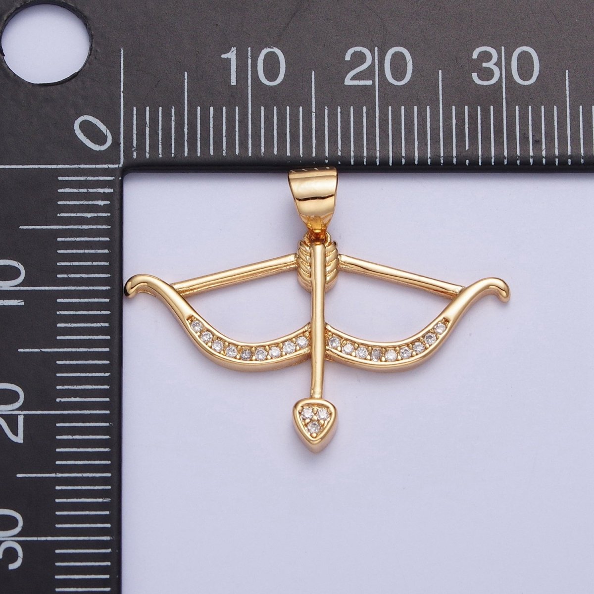 OS Micro Pave 24K Gold Filled Arrow Archery Sport Pendant For Jewelry Making X-451 - DLUXCA