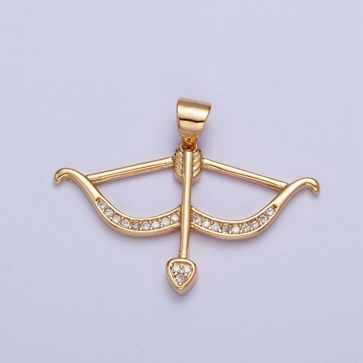 OS Micro Pave 24K Gold Filled Arrow Archery Sport Pendant For Jewelry Making X-451 - DLUXCA