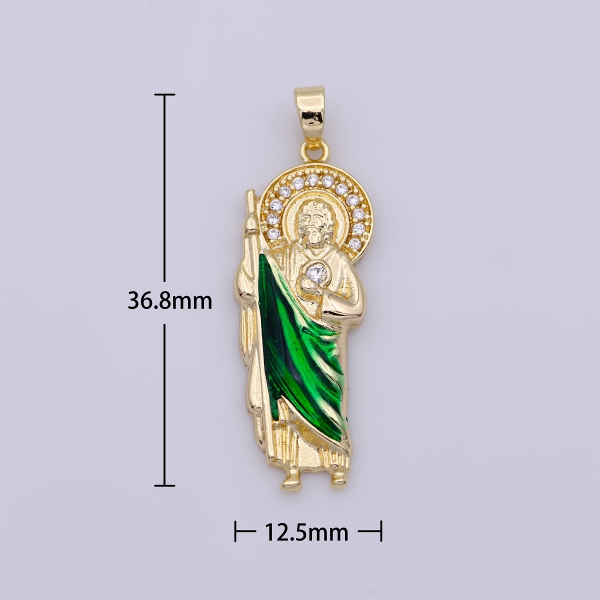 OS Micro Paved Gold Filled Saint San Judas Religious Pendant | N-1333 - DLUXCA