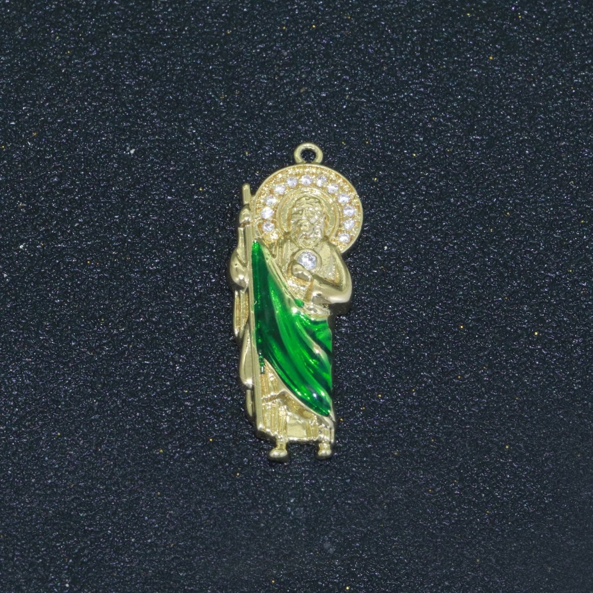OS Micro Paved Gold Filled Saint San Judas Religious Pendant | N-1333 - DLUXCA