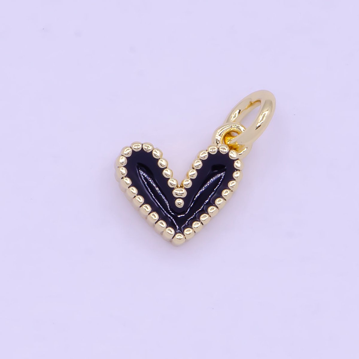 OS Mini Enamel Heart Charm Black White Pink Heart Charm Epoxy Heart Charm AG-080 AG-081 AG-082 - DLUXCA