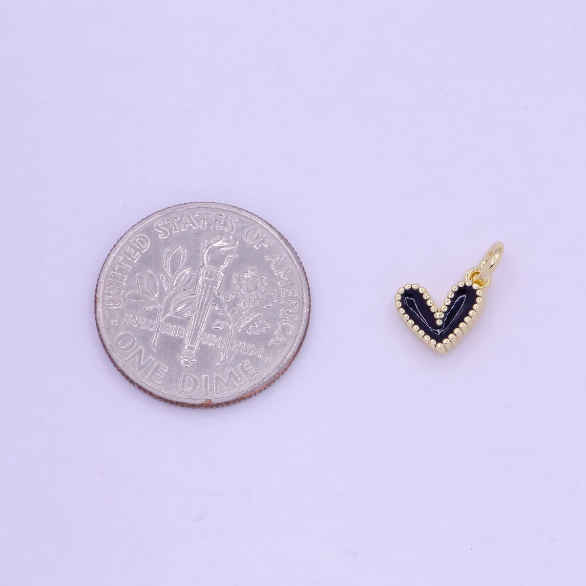 OS Mini Enamel Heart Charm Black White Pink Heart Charm Epoxy Heart Charm AG-080 AG-081 AG-082 - DLUXCA