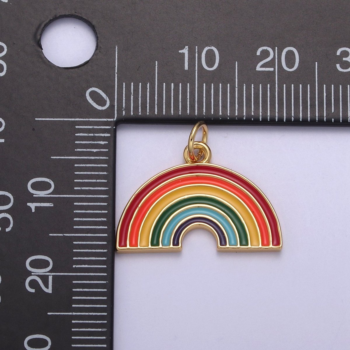 OS Mini Gold Filled Enamel Rainbow Charm Add on Charm for Bracelet Necklace Earring Supply N-744 - DLUXCA
