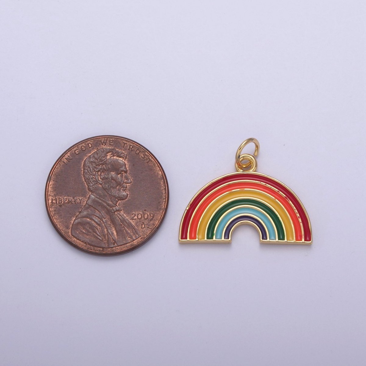 OS Mini Gold Filled Enamel Rainbow Charm Add on Charm for Bracelet Necklace Earring Supply N-744 - DLUXCA