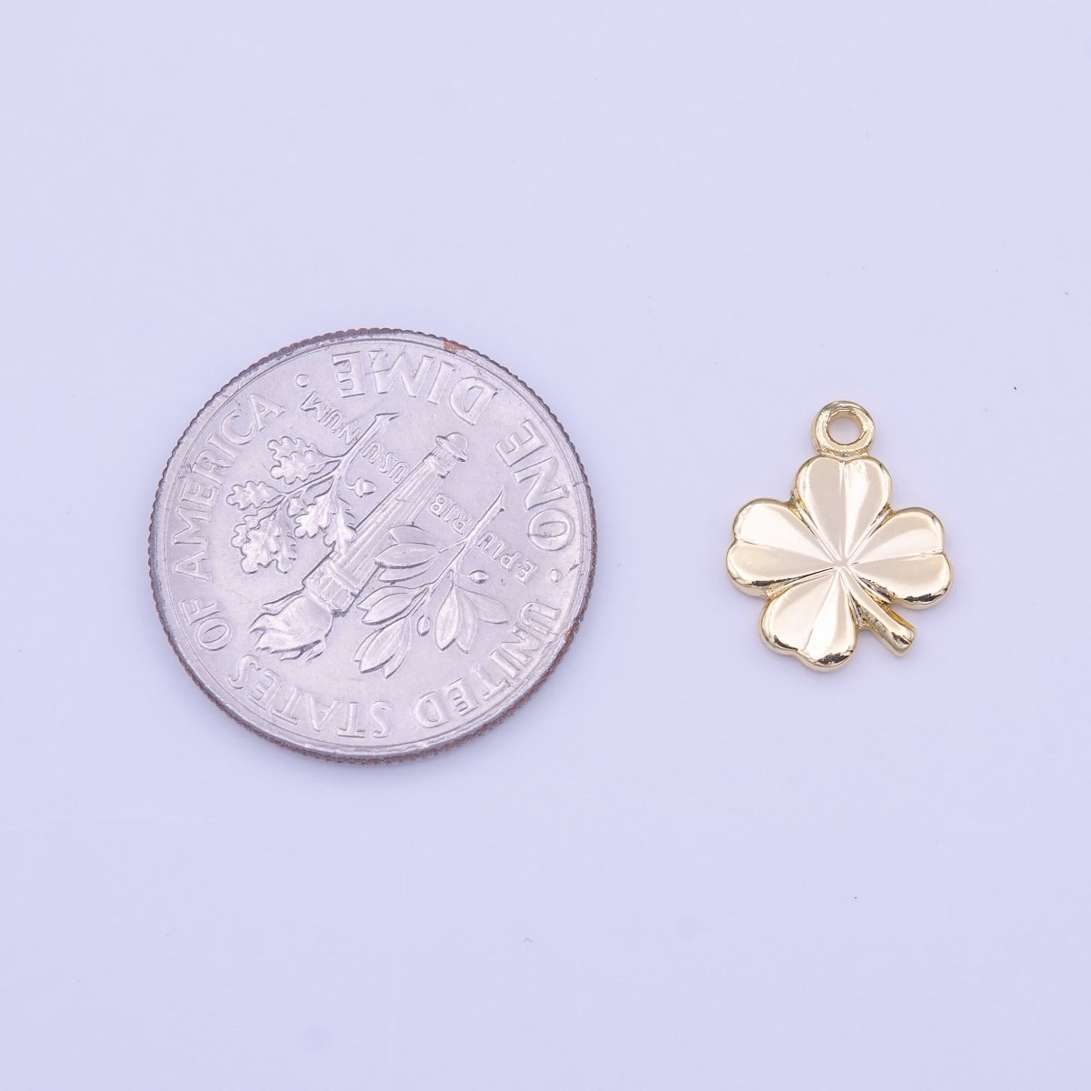 OS Mini Gold Lucky Clover Quatrefoil Leaf Charm | C-519 - DLUXCA