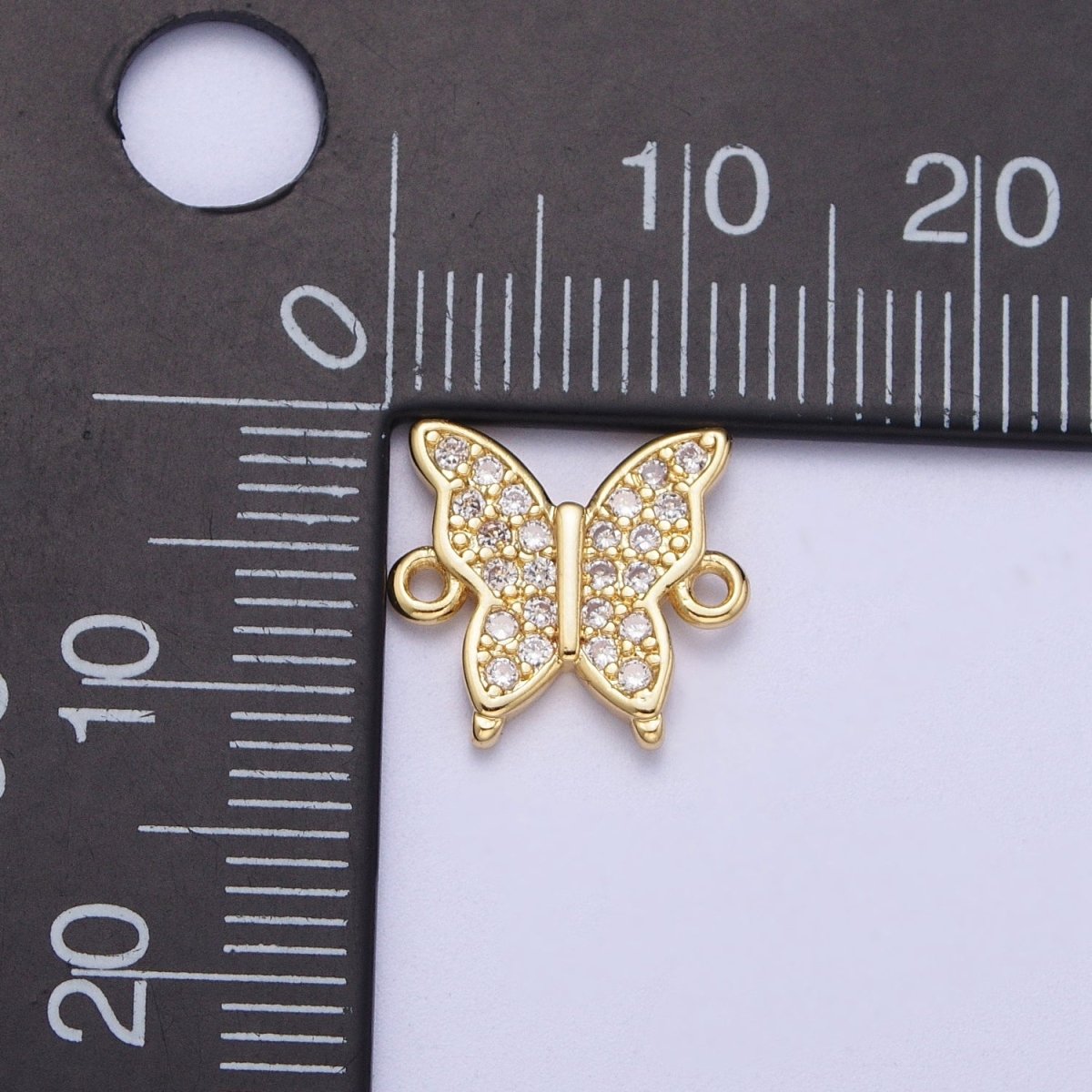 OS Mini Micro Paved CZ Mariposa Butterfly Jewelry Connector Supply F-606 - DLUXCA
