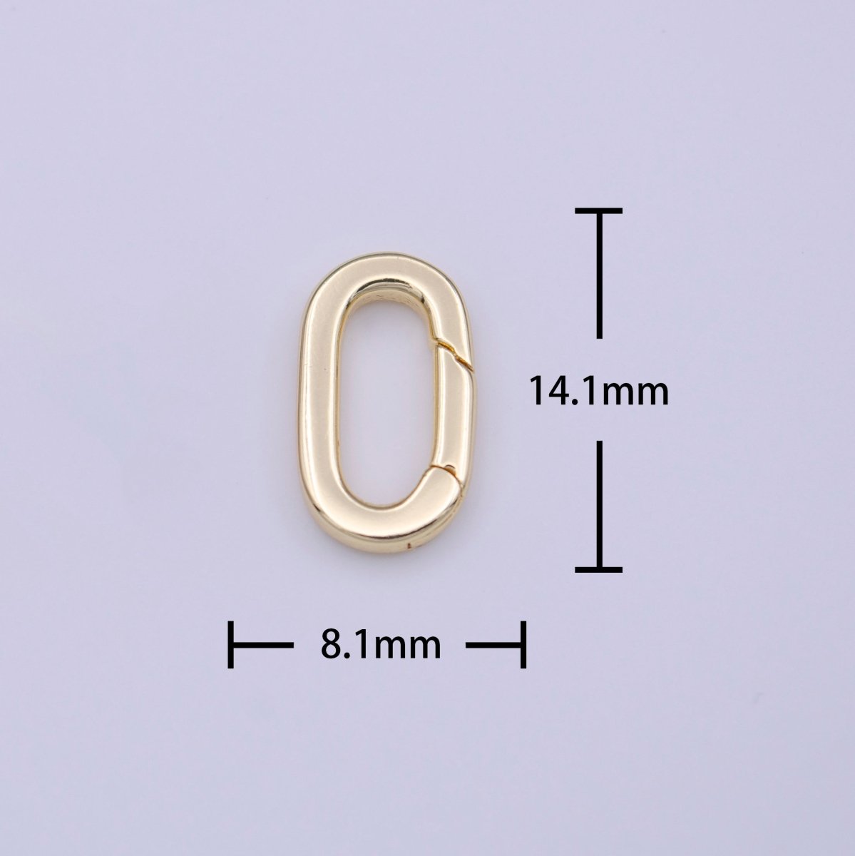 OS Minimalist 14mm Oval Oblong Push Spring Ring Gate Gold Jewelry Supply | K-235 - DLUXCA