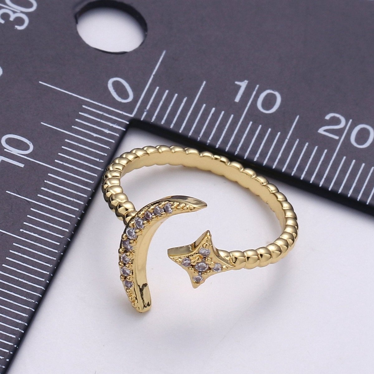 OS Minimalist moon ring, crescent moon ring, tiny moon ring, delicate moon ring, gold stacking ring, moon ring, dainty jewelry, gold moon ring R-043 - DLUXCA