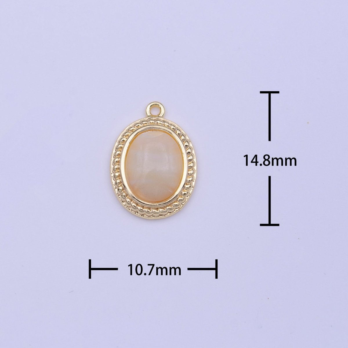 OS Minimalist Oval Shell Pearl Braided Gold Charm | C-435 - DLUXCA