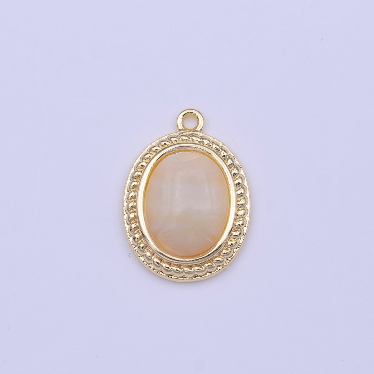 OS Minimalist Oval Shell Pearl Braided Gold Charm | C-435 - DLUXCA