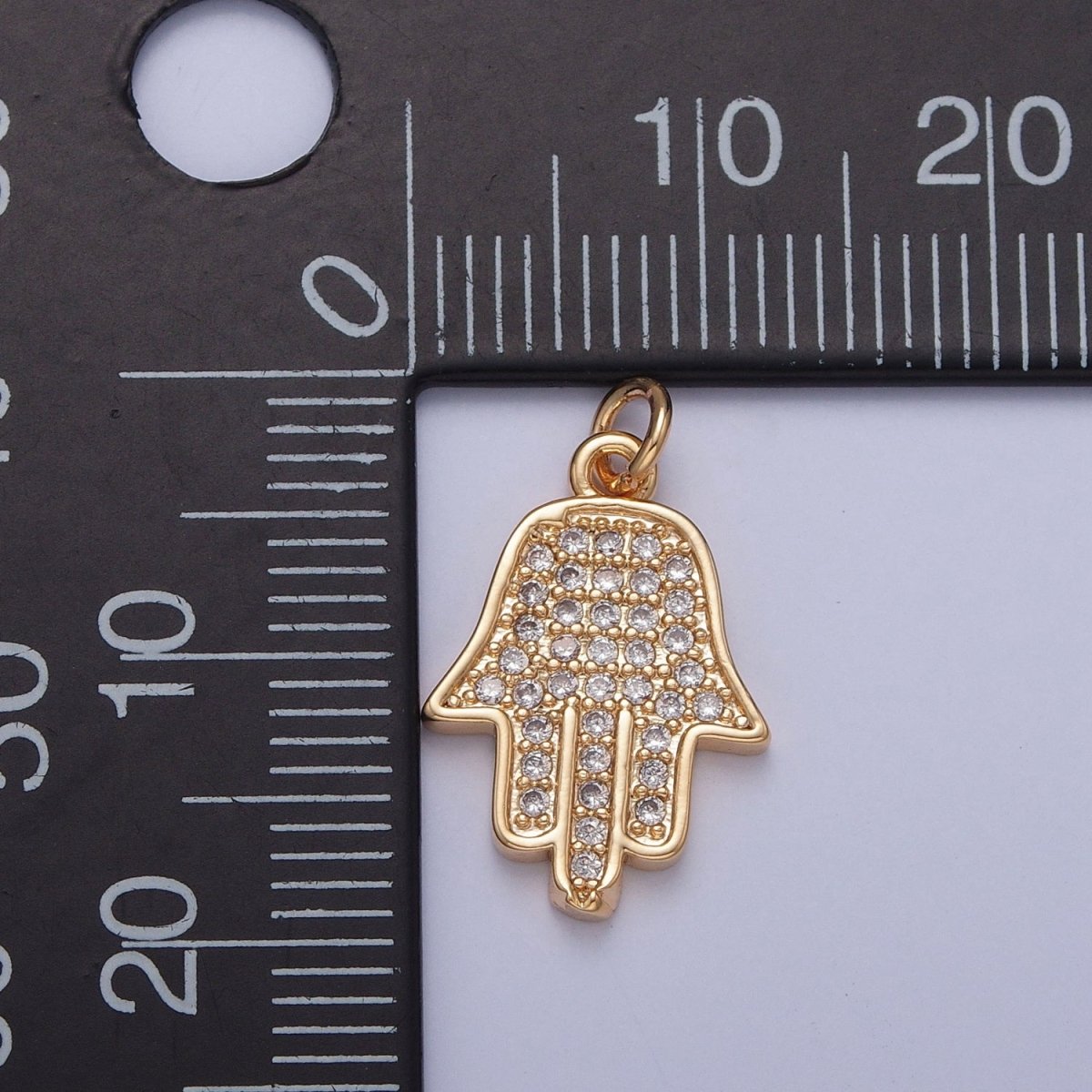 OS Minimalist Protection Hamsa Hand Micro Paved Cubic Zirconia Charm For DIY Jewelry Making | X-237 - DLUXCA