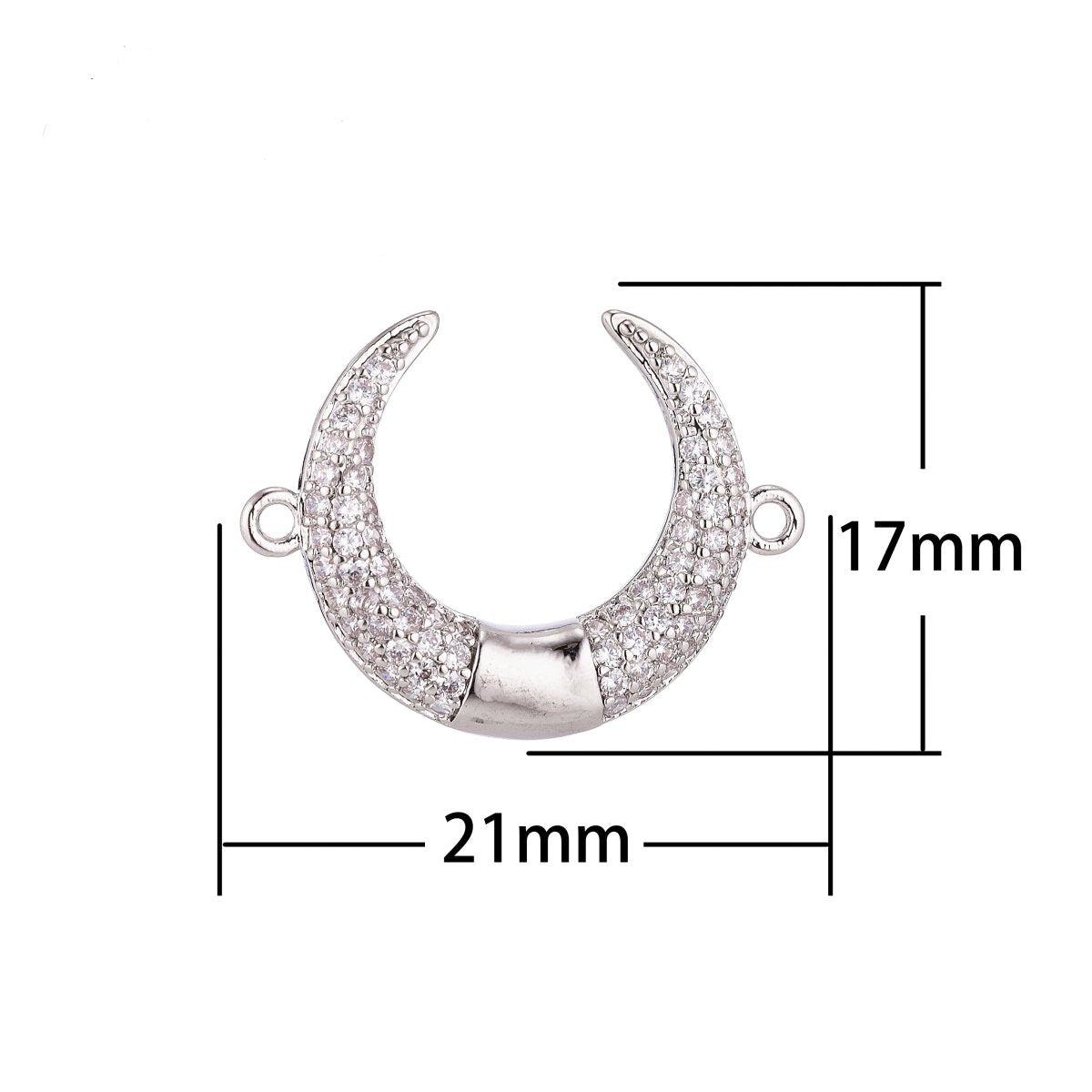 OS On Sale! CLEARANCE ! 18K Gold Filled Dainty Crescent Moon Double Bail Charm Connector Pendant for Layer Choker Necklace Bracelet Bead Finding Jewelry Making, White Gold Filled, Rose Gold Filled, Gun Metal Plated | F-023 - DLUXCA