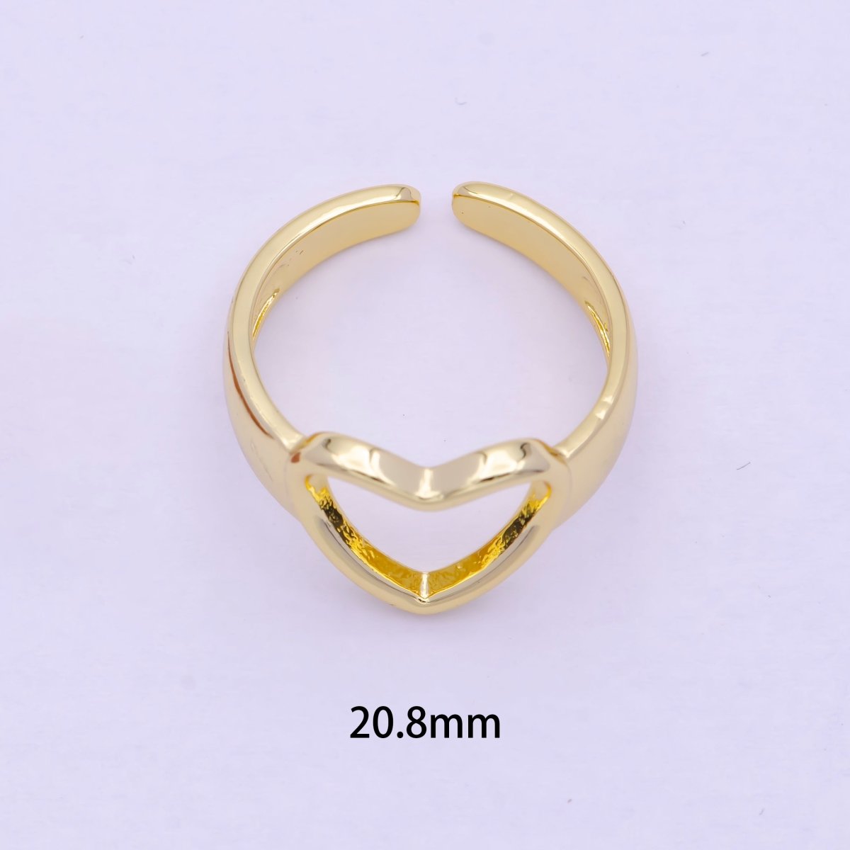 OS Open Heart Gold Ring in 14k Gold Filled Ring Open Adjustable S-237 - DLUXCA