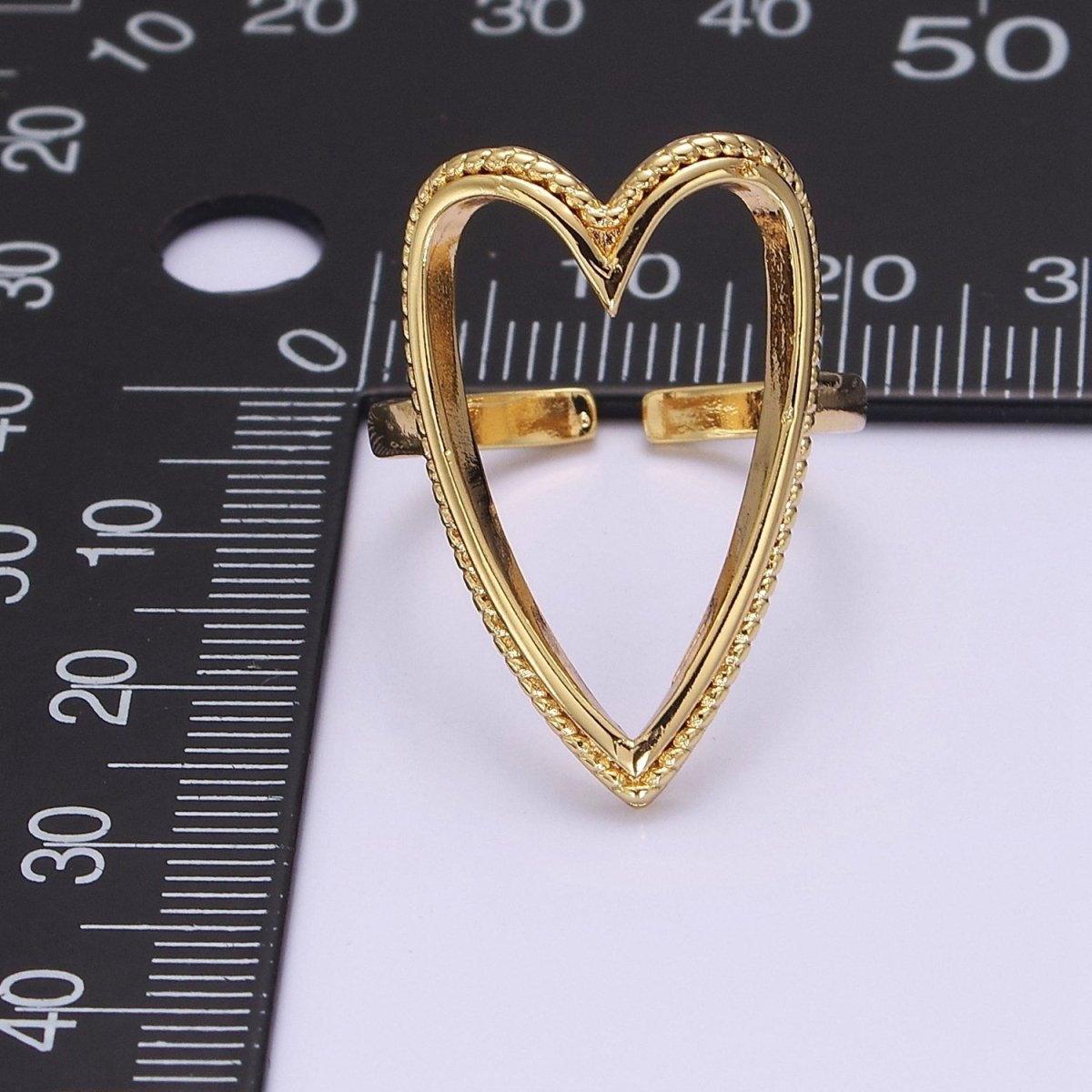 OS Open Heart Ring, Heart Cut Out Ring, Everyday Ring 18K Gold Filled Ring, Fun Unique Cute Ring For Women O-2081 - DLUXCA