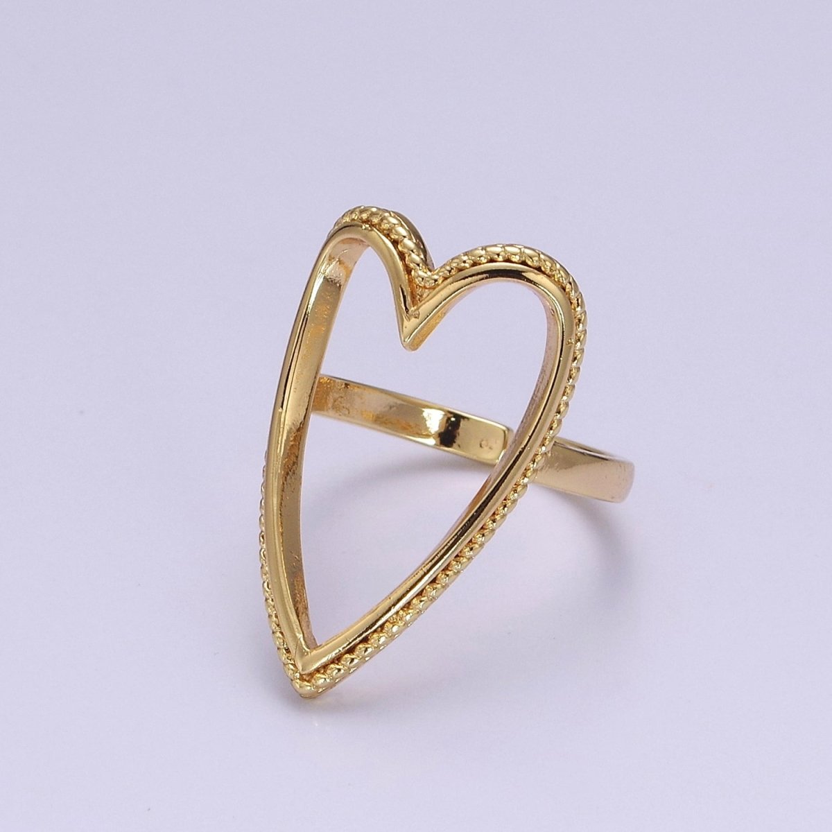 OS Open Heart Ring, Heart Cut Out Ring, Everyday Ring 18K Gold Filled Ring, Fun Unique Cute Ring For Women O-2081 - DLUXCA