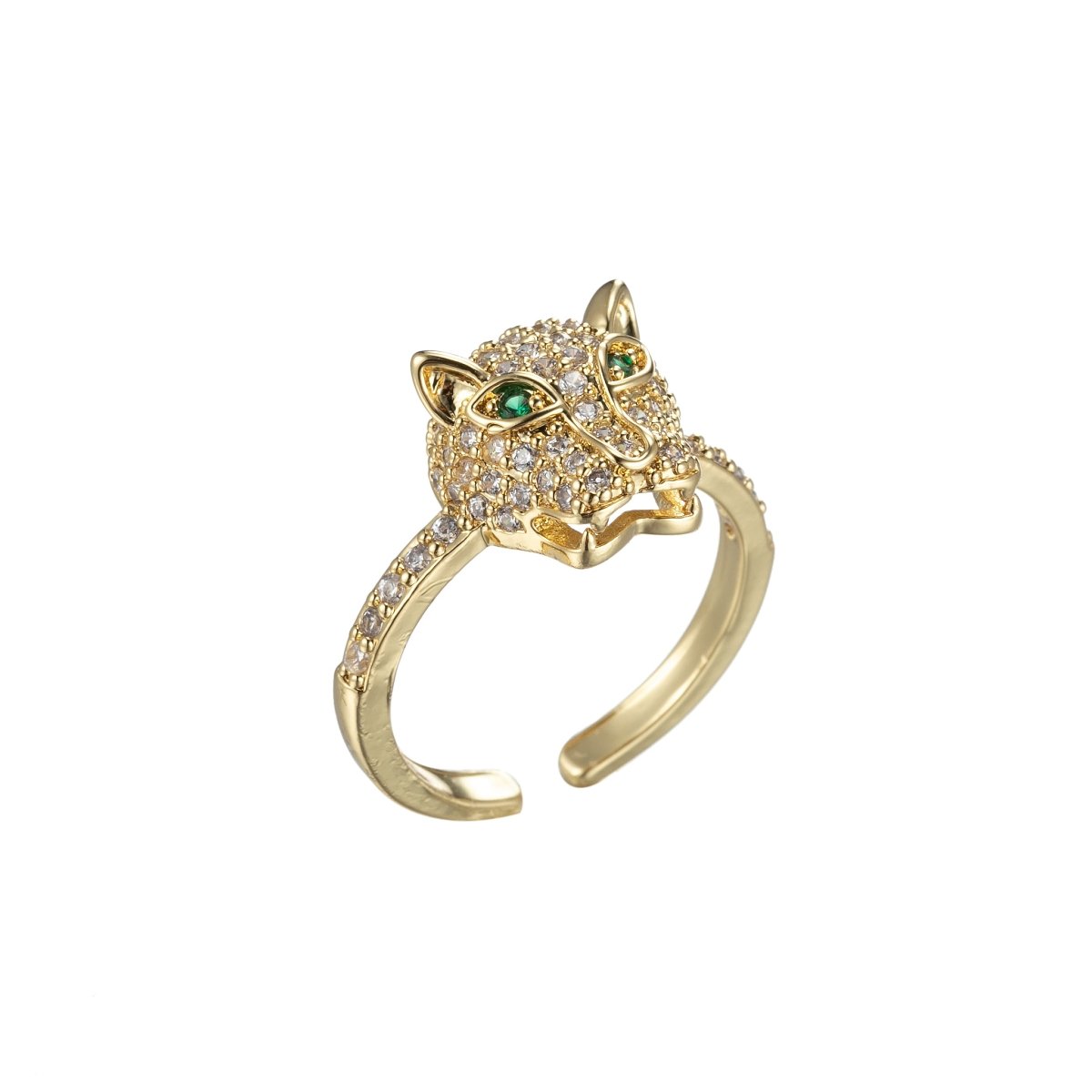 OS Panther ring, minimalist ring, animal ring, dainty gold ring, gold Leopard ring Cat Cubic Zirconia Ring O-870 - DLUXCA