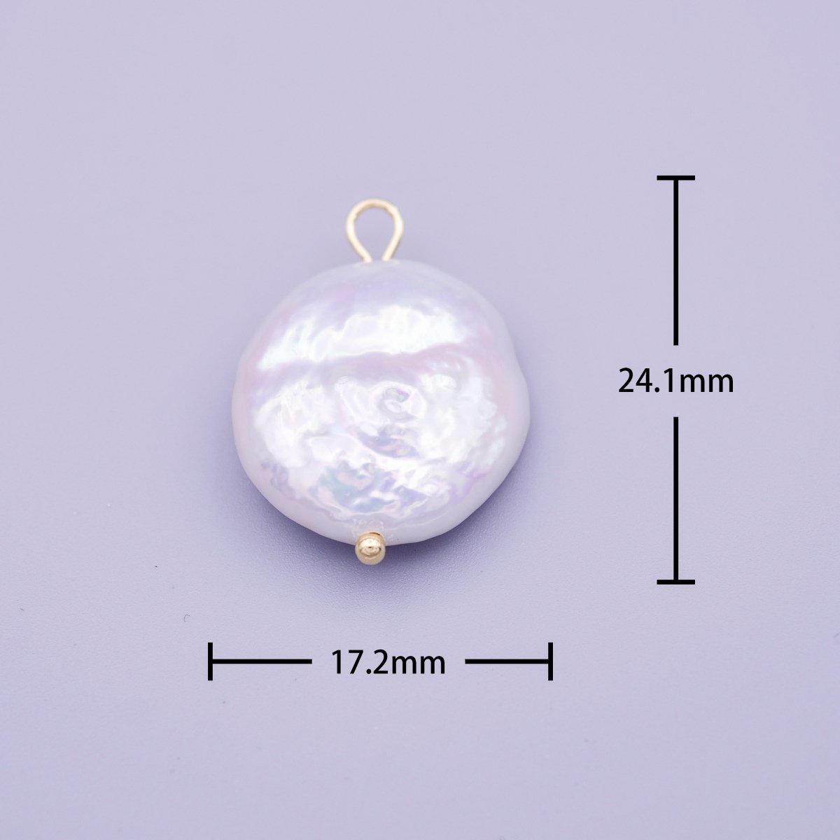 OS Round Flat 17mm Natural White Freshwater Pearl Charm | P-1648 - DLUXCA