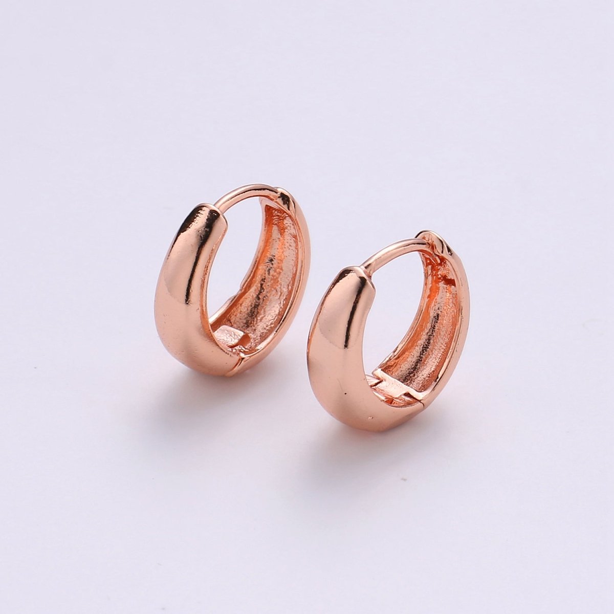 OS Simple Minimalist Thick Gold Filled Rose Gold / Silver / Gold Huggies K-658 - DLUXCA