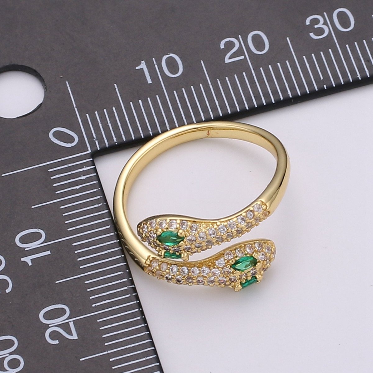 OS Snake ring, Serpent ring, dainty ring, spiral snake ring, gold ring, wrap ring, snake gold ring, vintage jewelry CZ Micro Pave Ring R-093 - DLUXCA